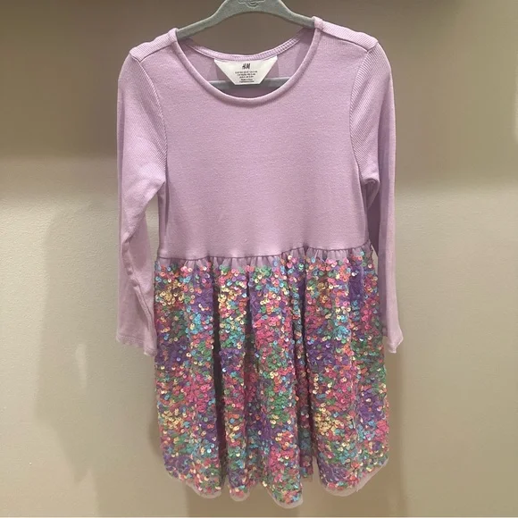 H&M Purple Sequin Girls Dress Size 4